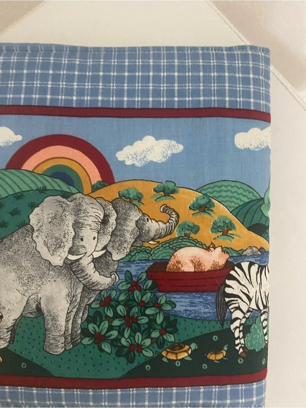 Vintage Noah's Ark Fabric Kids Nursery Handmade Cotton Book 9x9